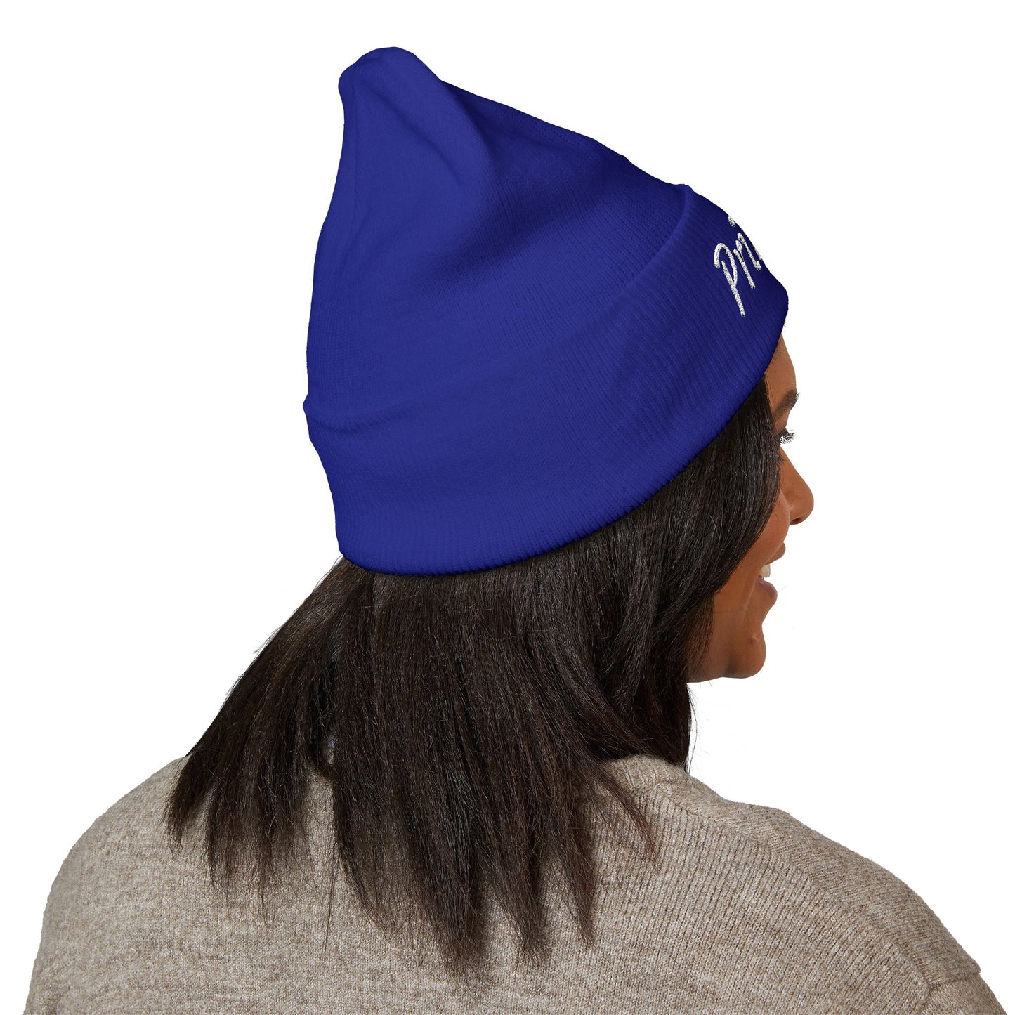 Princess embroidered beanie, cuffed hat, knit winter cap