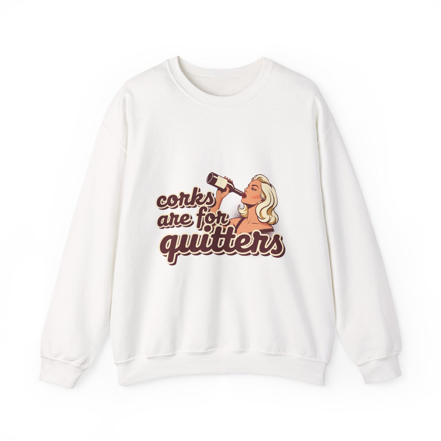 Corks Are For Quitters sweatshirt | Funny Retro Woman Drinking Design