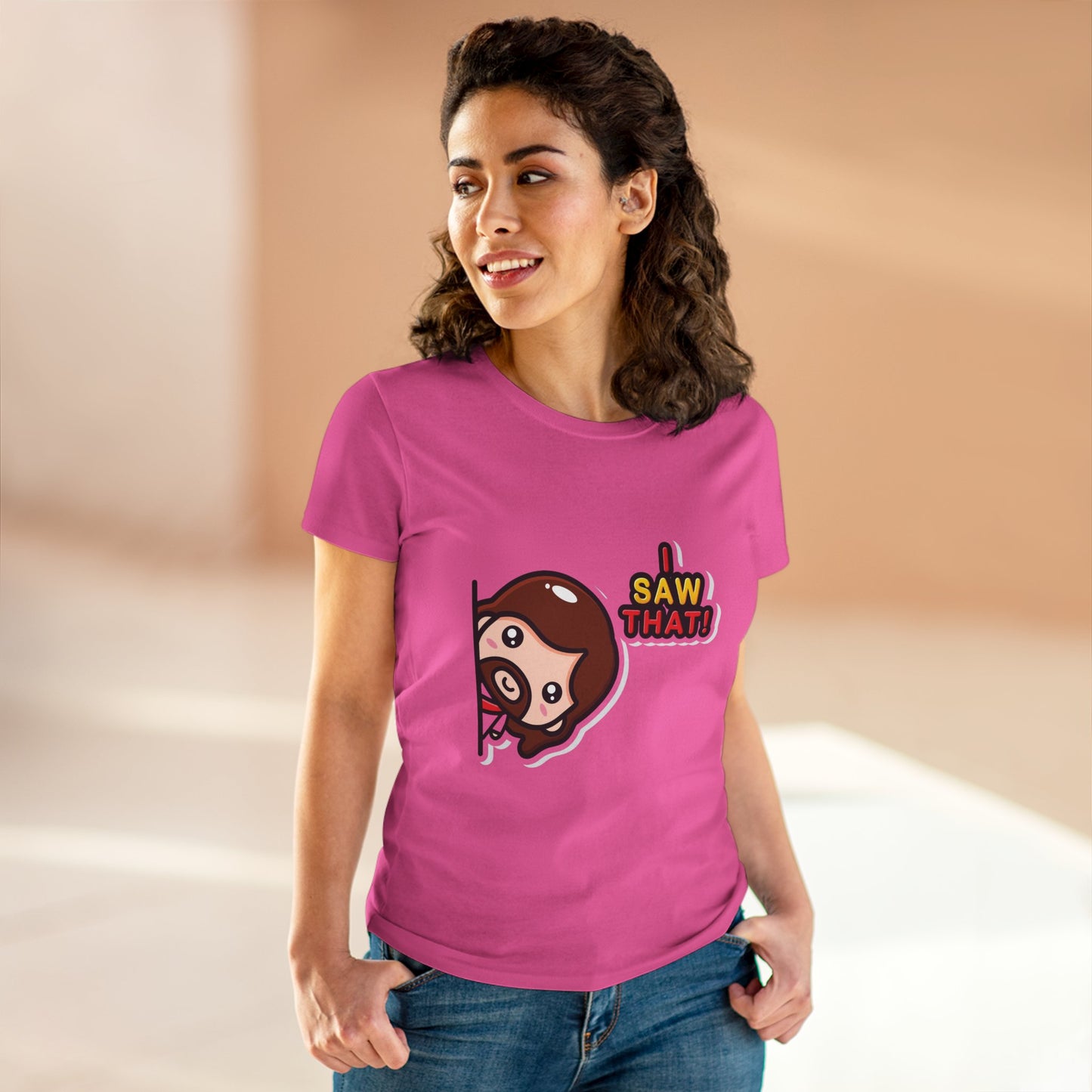 Funny Women’s Cotton Tee - 'I Saw That!' Graphic T-Shirt