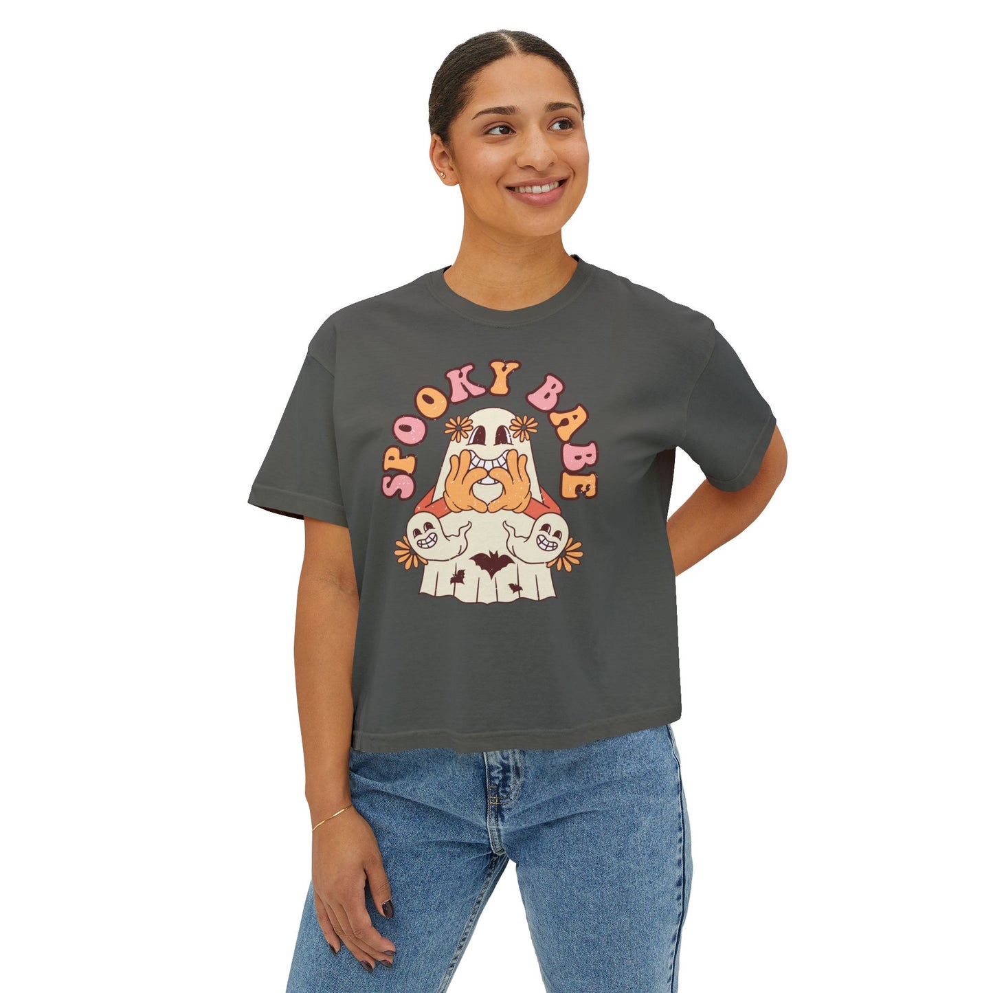 Spooky Babe Women's Boxy Tee | Halloween Shirt, Cute Tee, Graphic Tee, Fall Fashion, Gift for Her