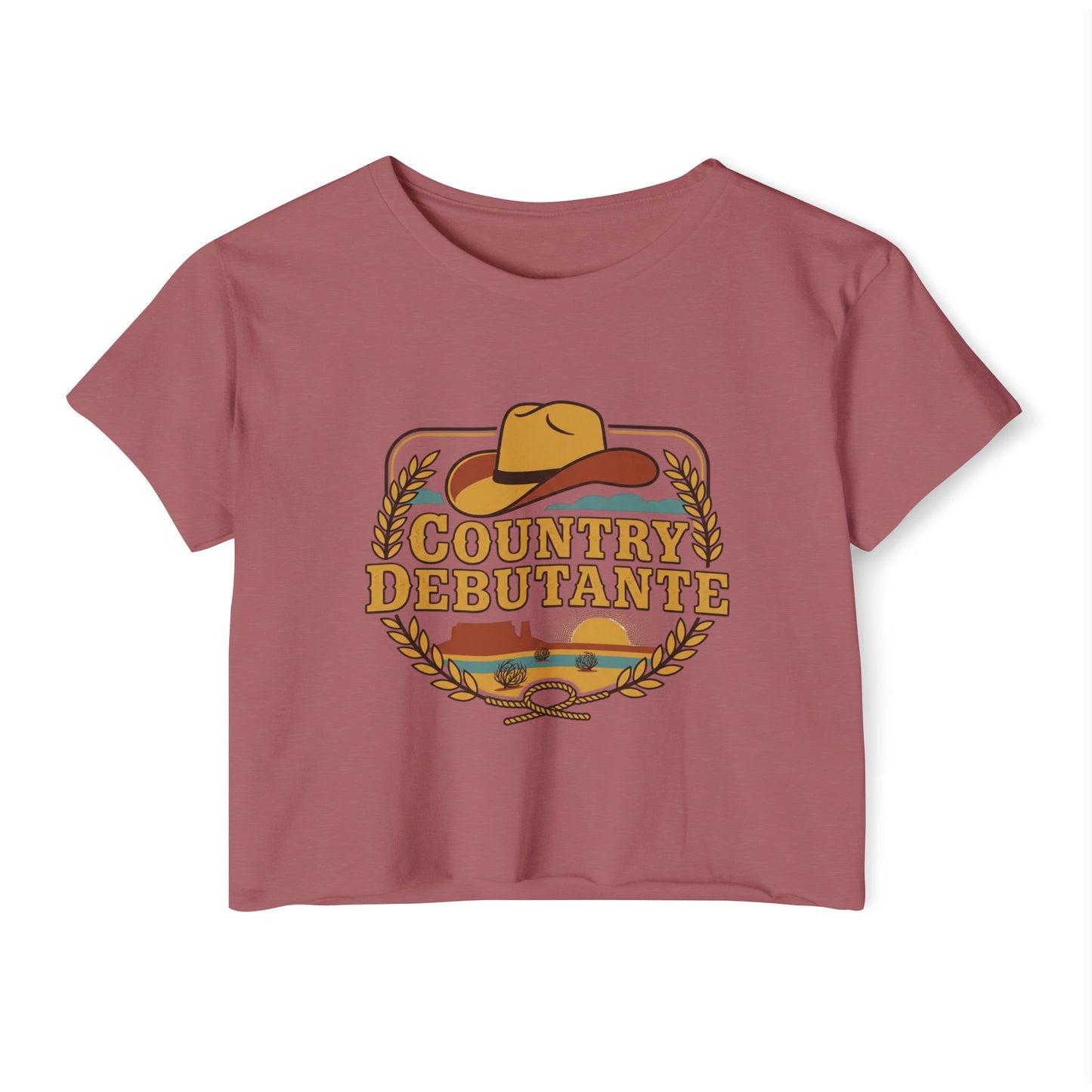Country Debutante crop top | Cowgirl hat western logo, festival crop