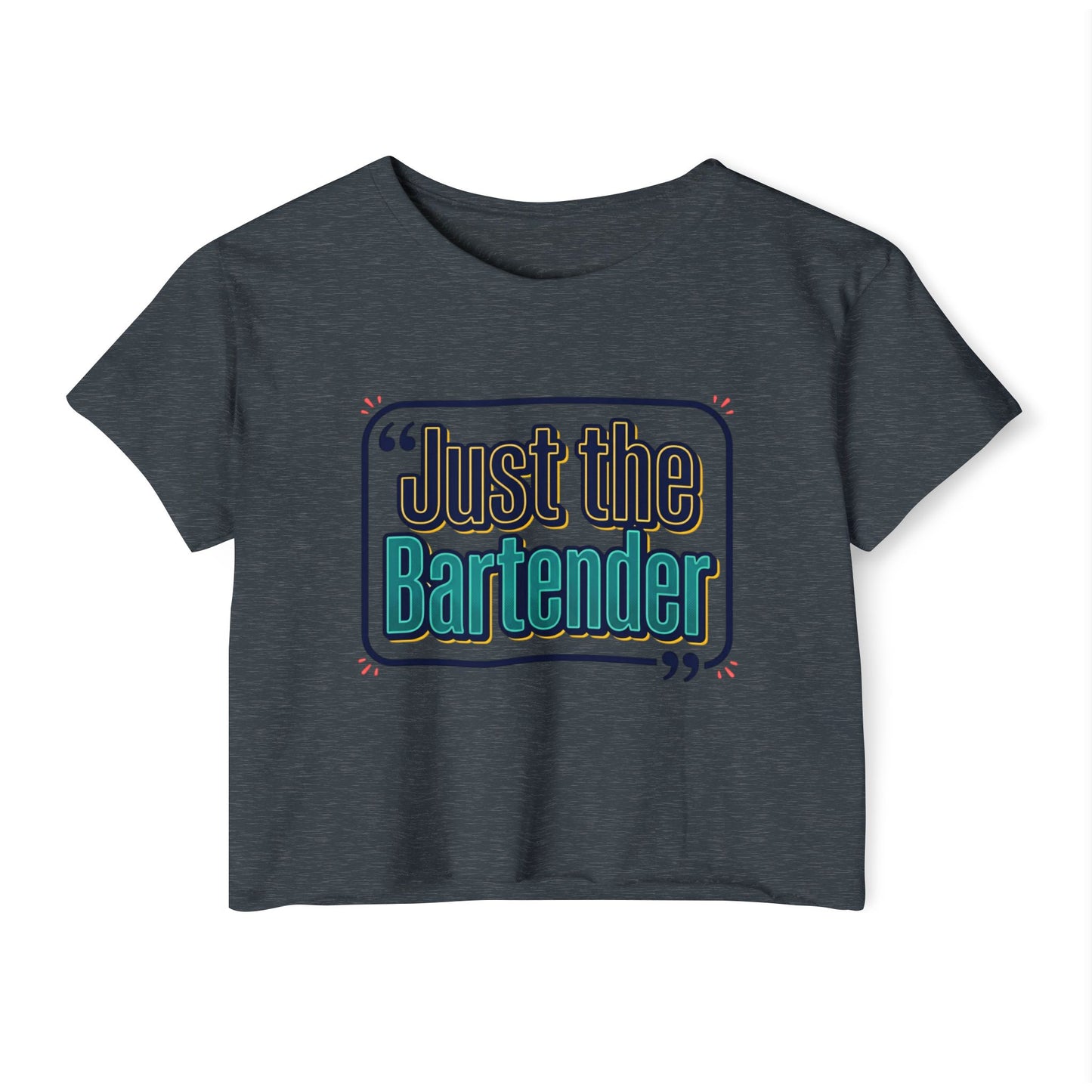 Crop Top — "Just the Bartender" Retro Graphic Festival Tee