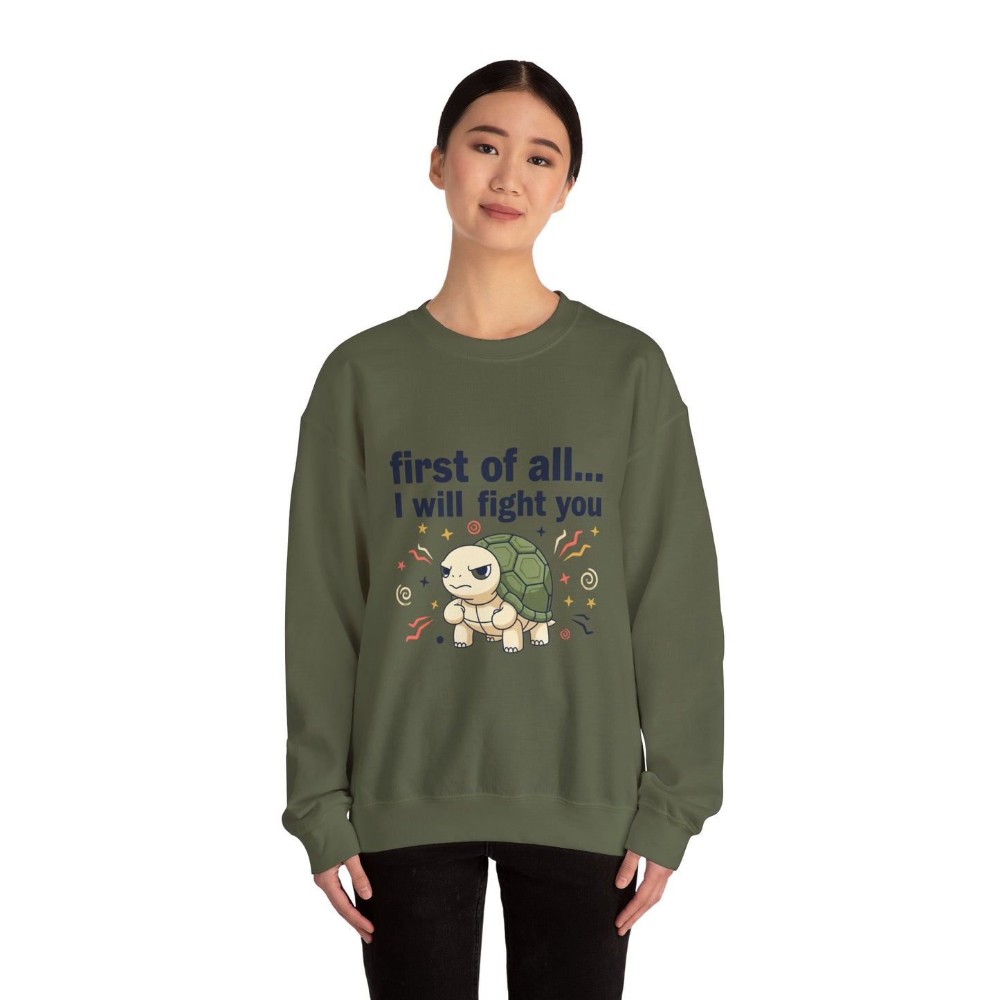 Cute Angry Turtle I Will Fight You sweatshirt | Graphic Crewneck