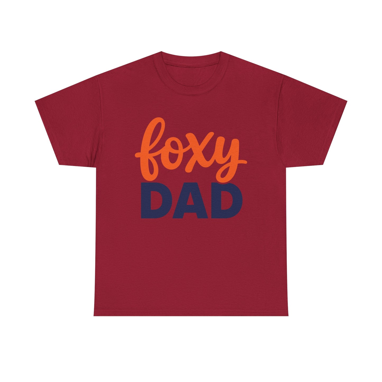 Foxy Dad T-Shirt | Dad Typography Tee, Orange Script Navy Bold