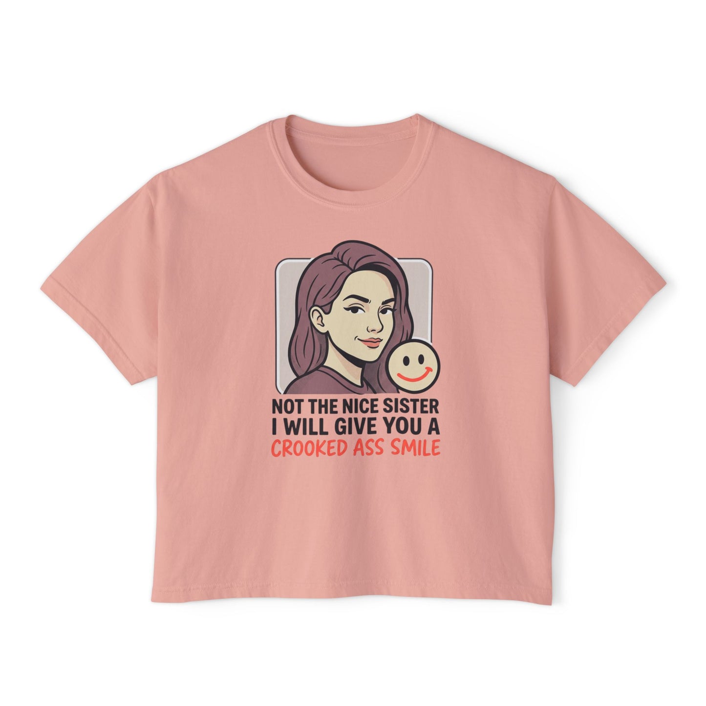 Women's Boxy Tee — "Not the Nice Sister" Graphic Cropped T‑Shirt