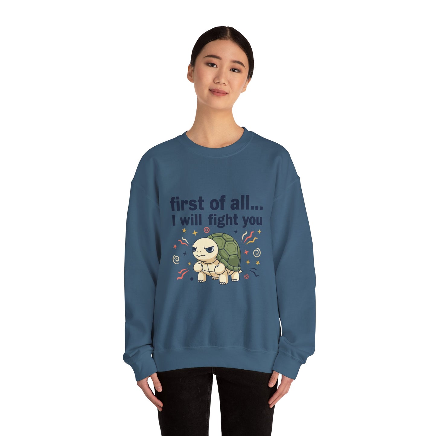 Cute Angry Turtle I Will Fight You sweatshirt | Graphic Crewneck