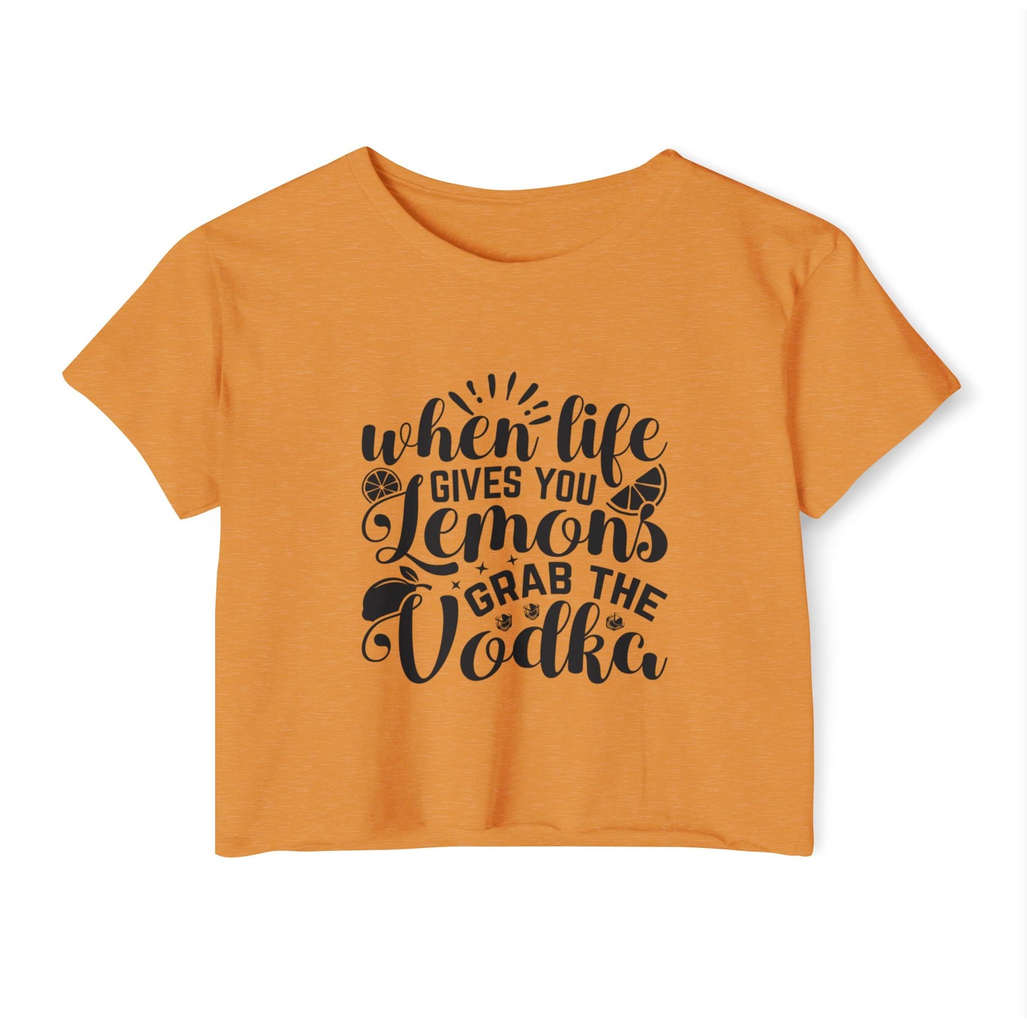 Crop Top — "When Life Gives You Lemons, Grab the Vodka" Graphic Festival Tee