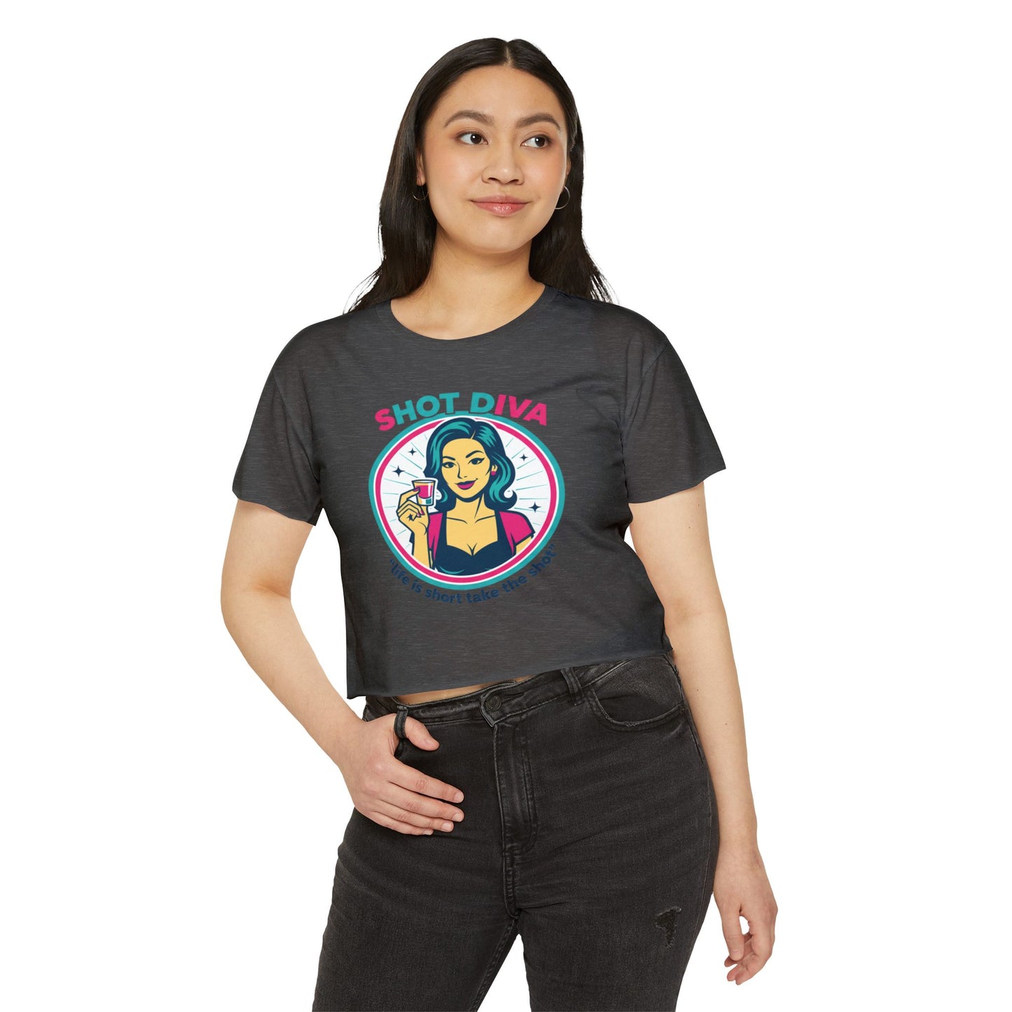 Shot Diva Bartender Crop Top | Festival Bartender Graphic