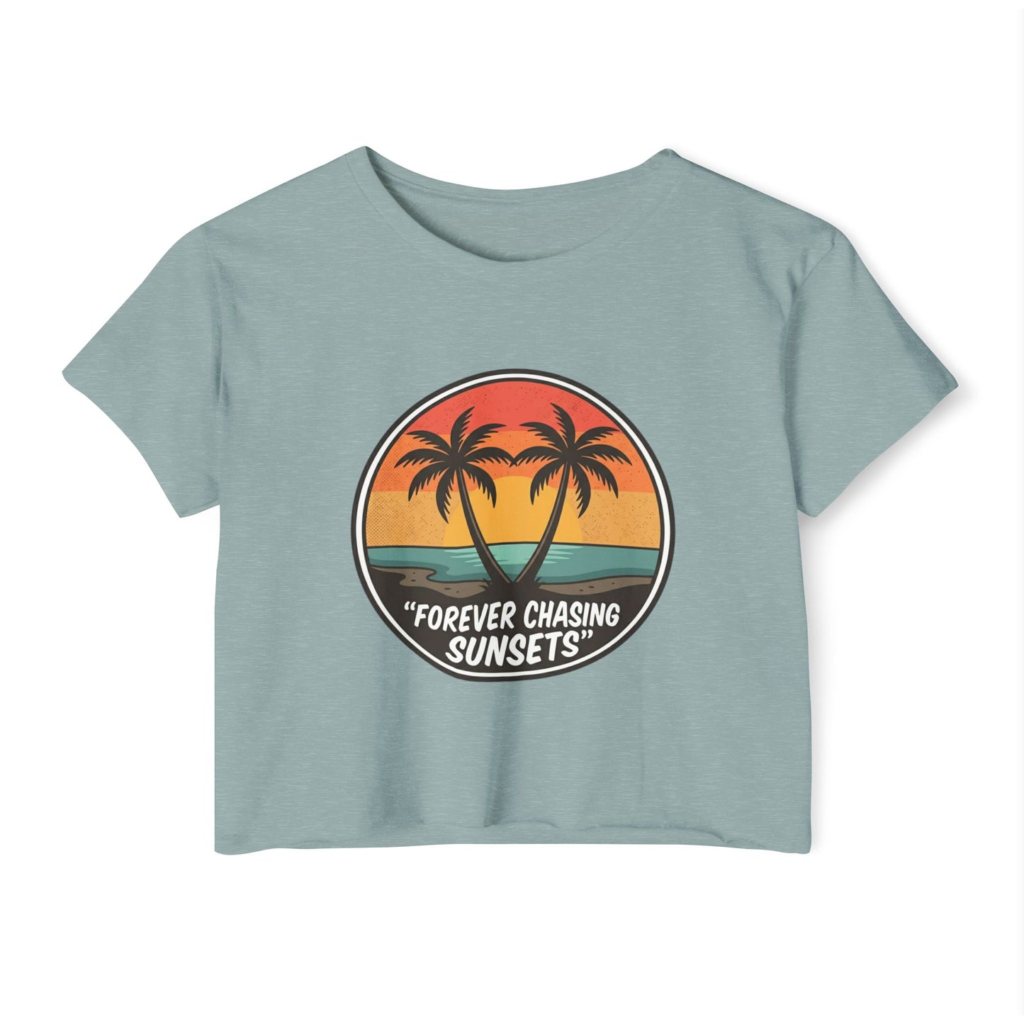 Forever Chasing Sunsets Crop Top - Vintage Palm Beach Festival Tee