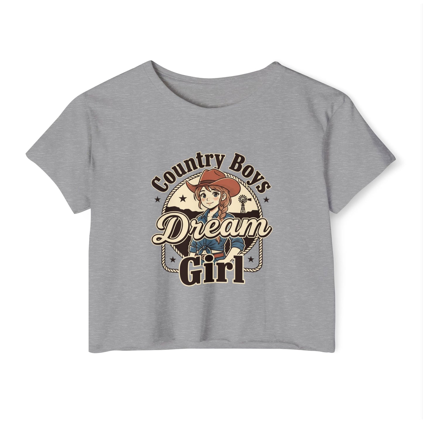 Country Boys Dream Girl Crop Top – Retro Cowgirl Festival Tee