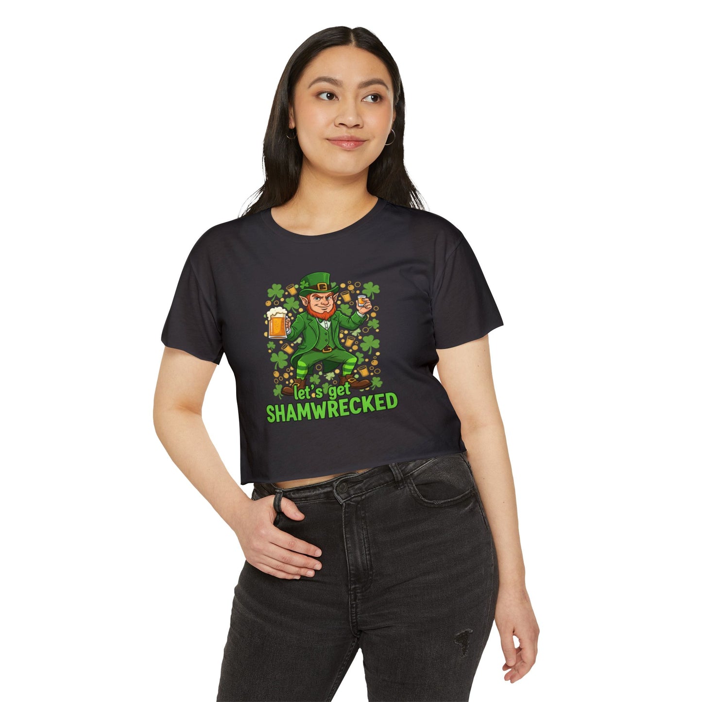 Let’s Get Shamwrecked Leprechaun Shamrock Crop Top | St. Patrick’s Day