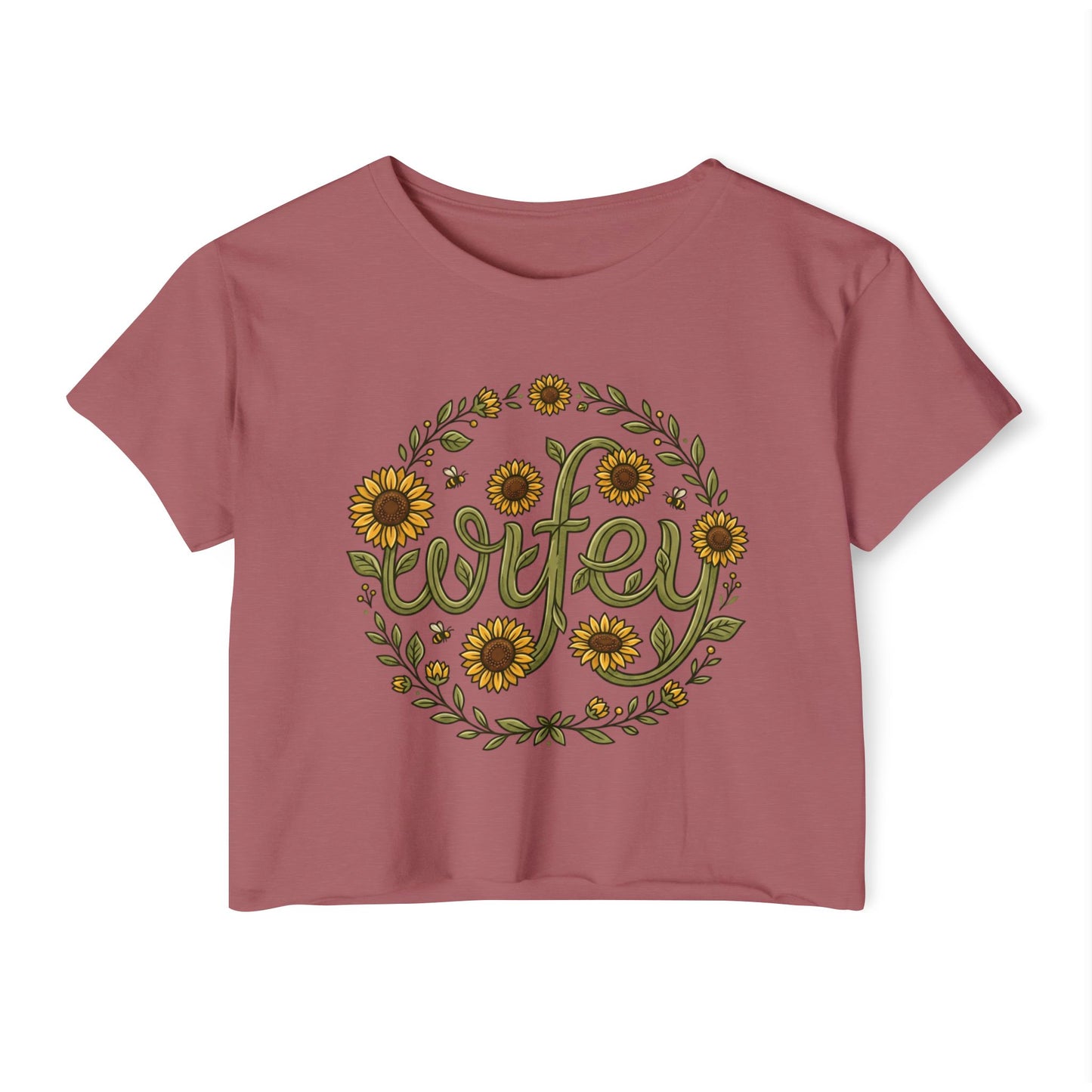 Wifey Sunflower Crop Top — Floral Bridal Festival Tee