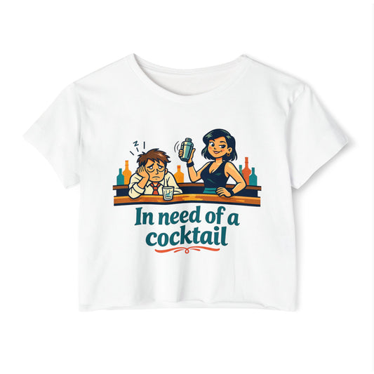 In Need of a Cocktail crop top | Women's festival shirt, bar humor