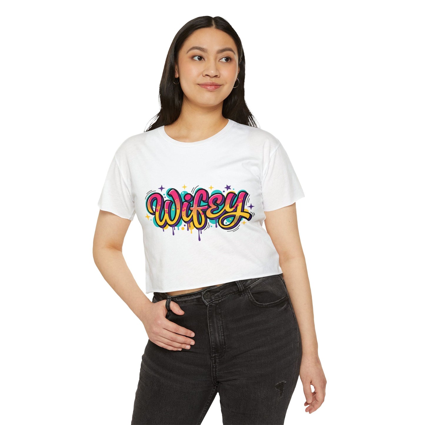 Wifey Graffiti Crop Top | Colorful Script, Festival Street Style