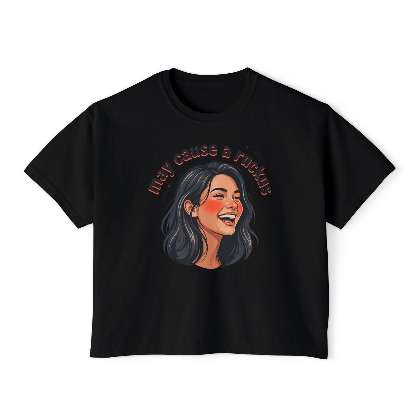 may cause a ruckus tee | laughing woman illustration